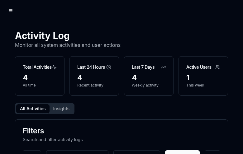 Activity - Activity log and user actions